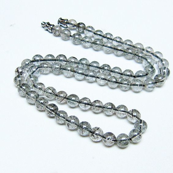ブラックルチルクォーツ ネックレス 6mm [T354-6360]