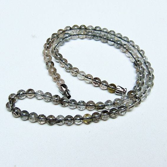 ブラックルチルクォーツ ネックレス 5mm [T354-6399]