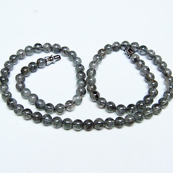 ブラックルチルクォーツ ネックレス 5mm [T354-6405]