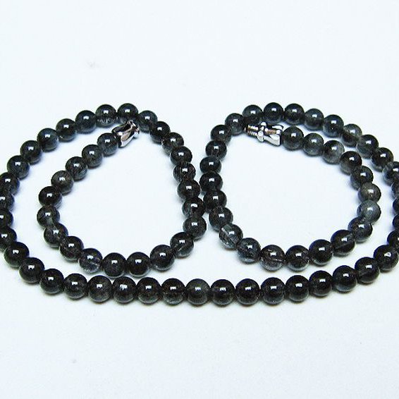 ブラックルチルクォーツ ネックレス 5mm [T354-6425]