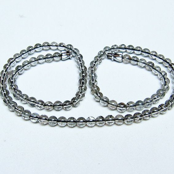 ブラックルチルクォーツ ネックレス 4mm [T354-6443]