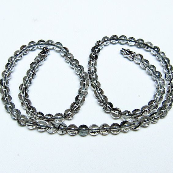 ブラックルチルクォーツ ネックレス 5mm [T354-6463]