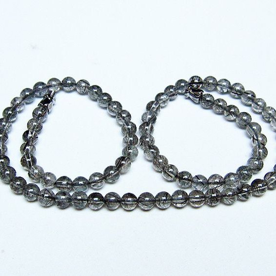 ブラックルチルクォーツ ネックレス 5mm [T354-6466]
