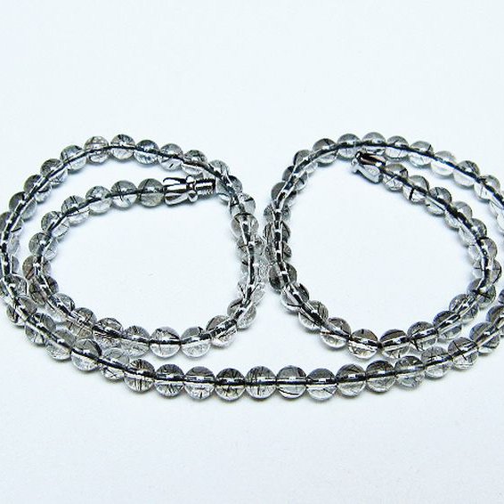 ブラックルチルクォーツ ネックレス 5mm [T354-6469]