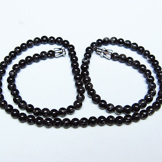 ブラックルチルクォーツ ネックレス 4mm [T354-6479]