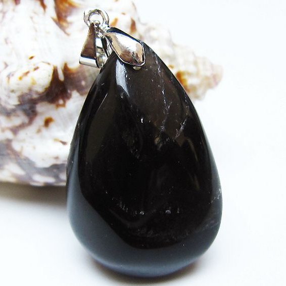 モリオン 純天然 黒水晶 ペンダント [t359-1912]