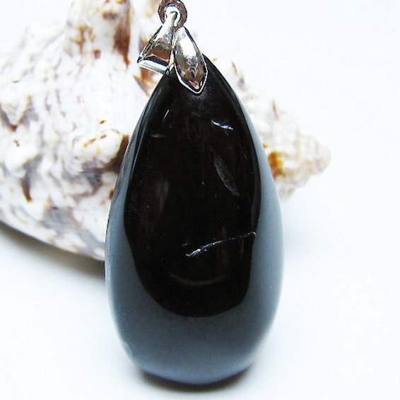 モリオン 純天然 黒水晶 ペンダント [T359-1928]