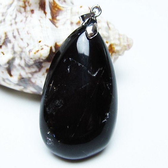 モリオン 純天然 黒水晶 ペンダント [t359-1934]