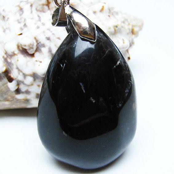 モリオン 純天然 黒水晶 ペンダント [t359-1945]