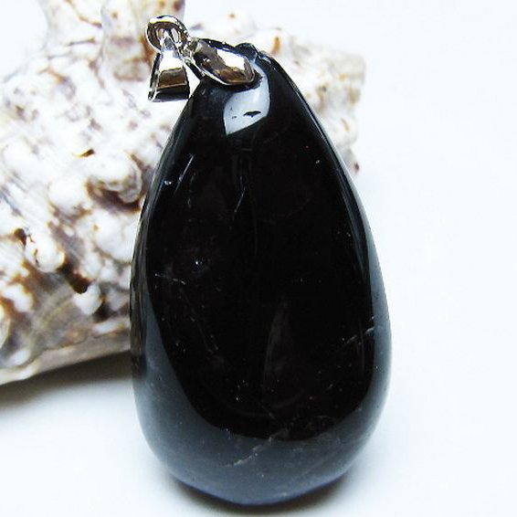 モリオン 純天然 黒水晶 ペンダント [t359-1948]