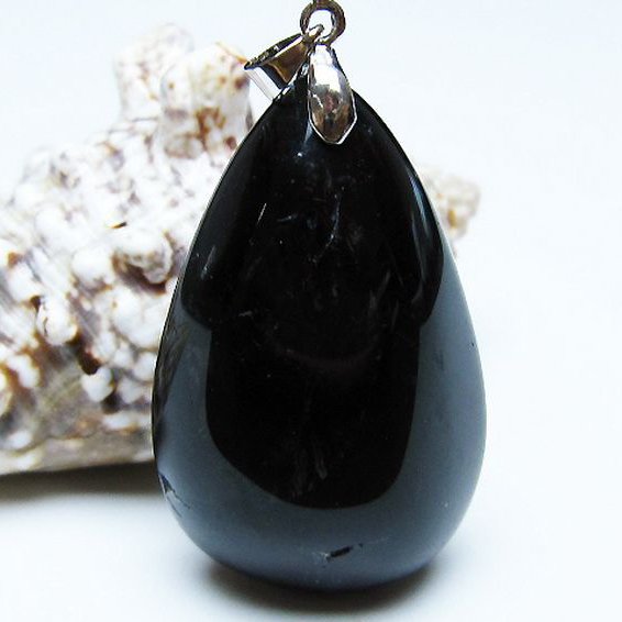 モリオン 純天然 黒水晶 ペンダント [T359-1968]