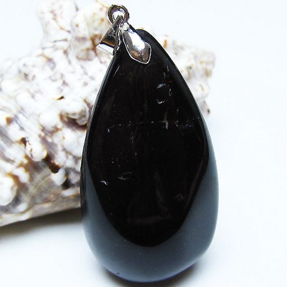 モリオン 純天然 黒水晶 ペンダント [T359-1973]