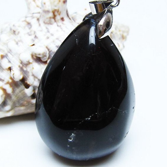 モリオン 純天然 黒水晶 ペンダント [T359-2007]