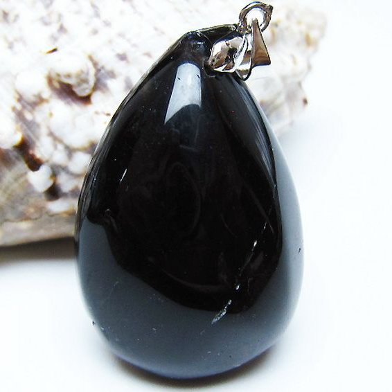 モリオン 純天然 黒水晶 ペンダント [T359-2031]