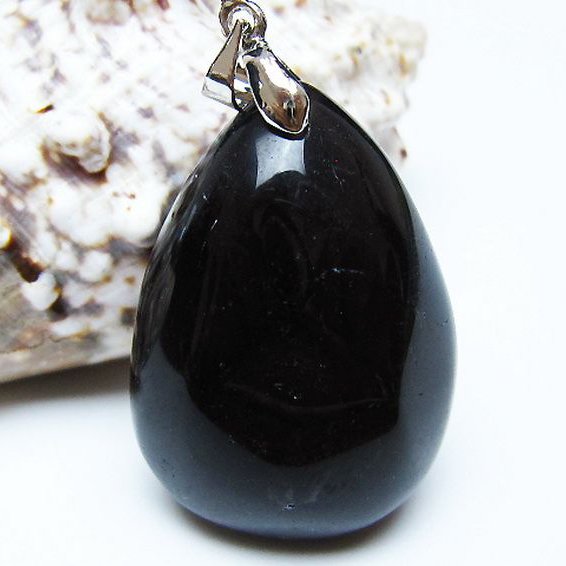 モリオン 純天然 黒水晶 ペンダント [t359-2039]