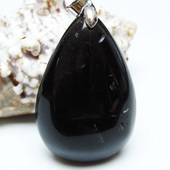 モリオン 純天然 黒水晶 ペンダント [T359-2052]