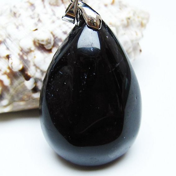 モリオン 純天然 黒水晶 ペンダント [T359-2055]