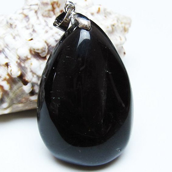 モリオン 純天然 黒水晶 ペンダント [t359-2059]