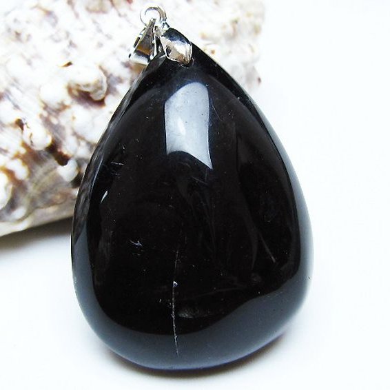 モリオン 純天然 黒水晶 ペンダント [T359-2072]