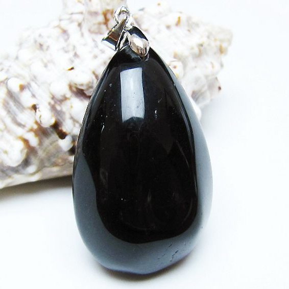 モリオン 純天然 黒水晶 ペンダント [T359-2075]