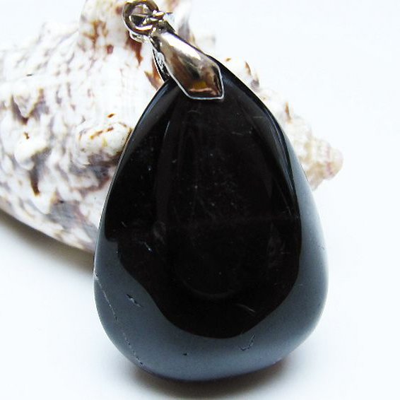 モリオン 純天然 黒水晶 ペンダント [T359-2078]