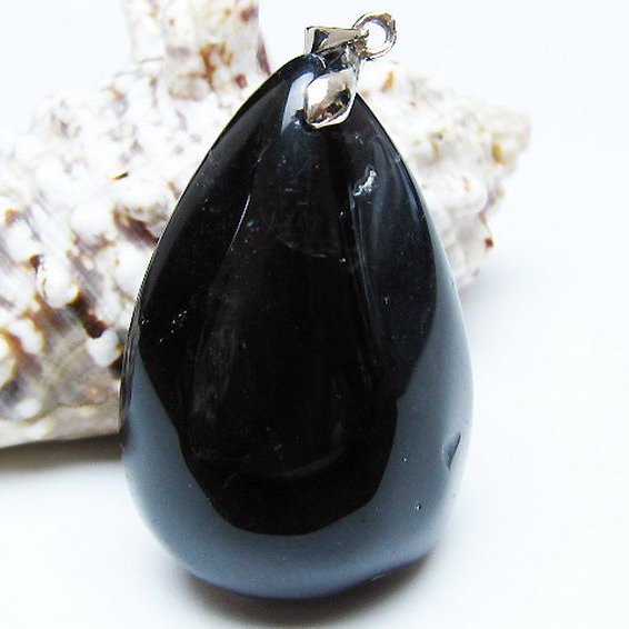 モリオン 純天然 黒水晶 ペンダント [T359-2082]