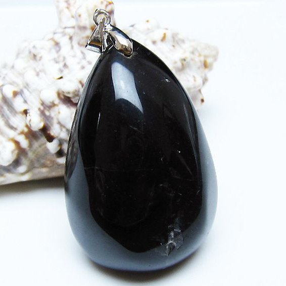 モリオン 純天然 黒水晶 ペンダント [T359-2091]
