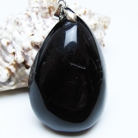 モリオン 純天然 黒水晶 ペンダント [T359-2098]