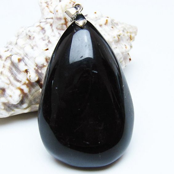 モリオン 純天然 黒水晶 ペンダント [T359-2107]