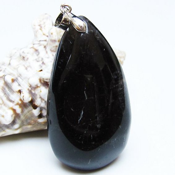 モリオン 純天然 黒水晶 ペンダント [T359-2112]