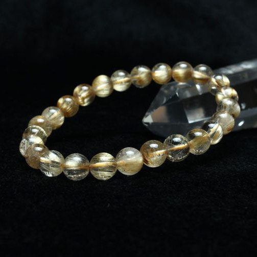 ゴールドタイチンルチル ブレスレット 7mm [T36-5383]