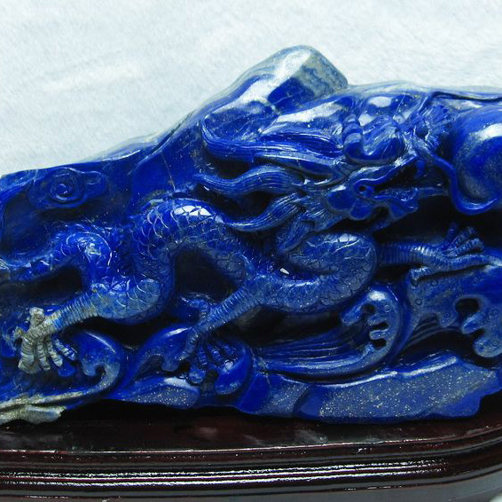 4.8Kg ラピスラズリ 手彫り 龍 置物[T362-338]