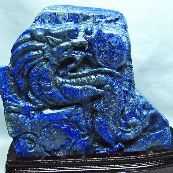 6.2Kg ラピスラズリ 手彫り 龍 置物[T362-368]