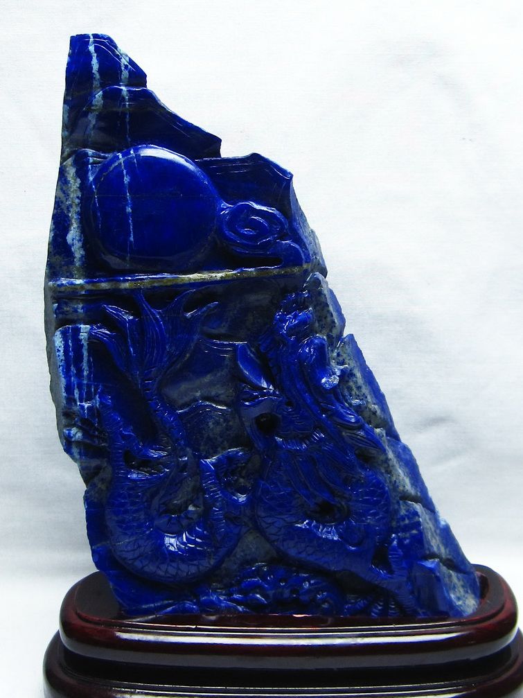 2.4Kg ラピスラズリ 手彫り 龍 置物[T362-461]