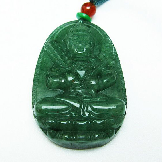 インド翡翠  観音様 ペンダント [T364-844]