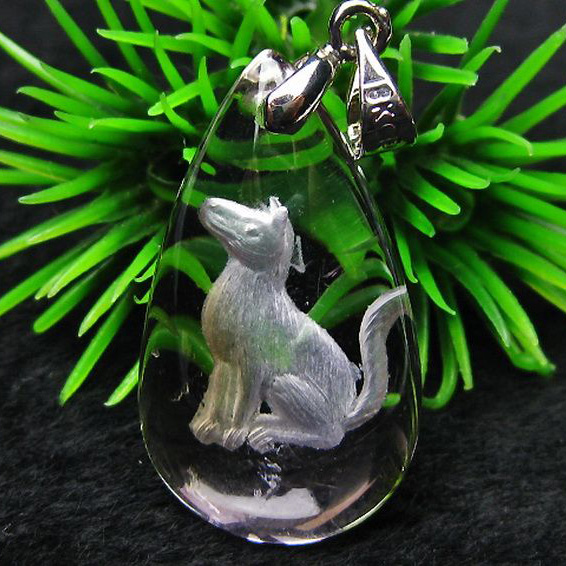 アメトリン十二支「戌」彫刻入り  ペンダント [T365-453]