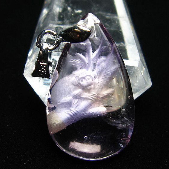 アメトリン十二支「申」彫刻入り  ペンダント [T365-511]