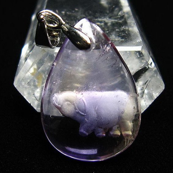 アメトリン十二支「亥」彫刻入り ペンダント [T365-527]