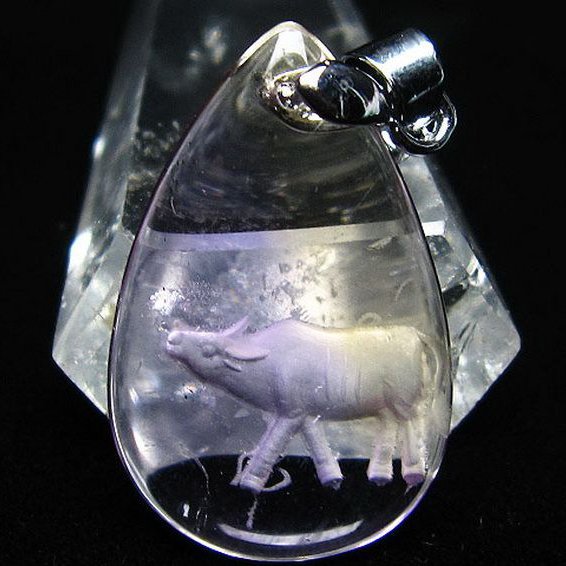 アメトリン十二支「丑」彫刻入り ペンダント [T365-571]