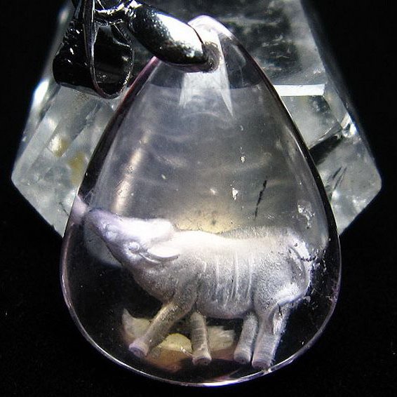 アメトリン十二支「丑」彫刻入り ペンダント [T365-577]