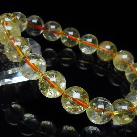 虹入り シトリン ブレスレット 11mm [T366-10595]