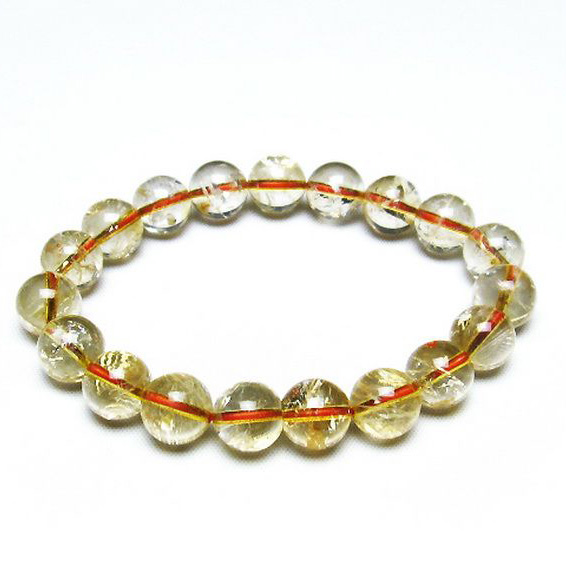 虹入り シトリン ブレスレット 10mm [T366-11331]