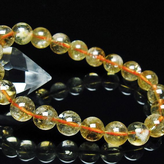 虹入り シトリン ブレスレット 9mm [T366-13004]