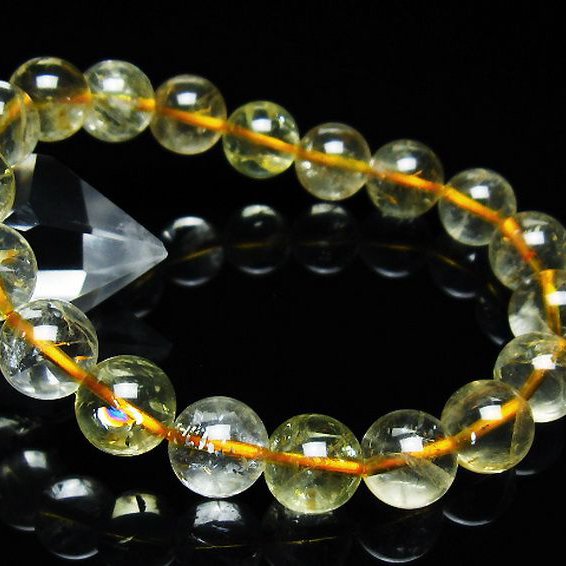 虹入り シトリン ブレスレット 11mm [t366-13072]