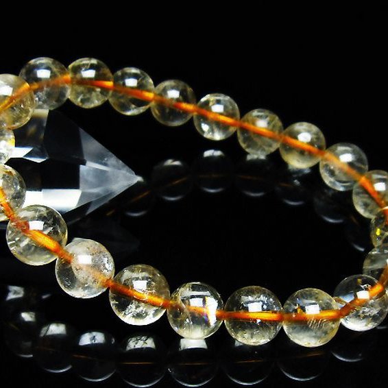 虹入り シトリン ブレスレット 10mm [T366-13083]