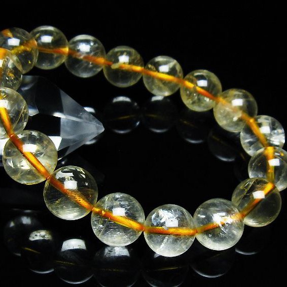 虹入り シトリン ブレスレット 12mm [T366-13091]