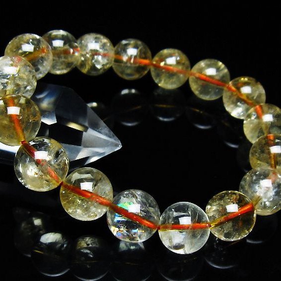 虹入り シトリン ブレスレット 12mm [T366-13167]