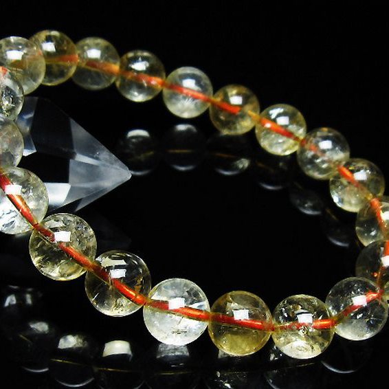 虹入り シトリン ブレスレット 10mm [T366-13198]