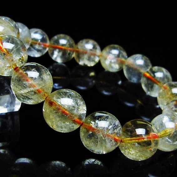 虹入り シトリン ブレスレット 12mm [T366-13339]