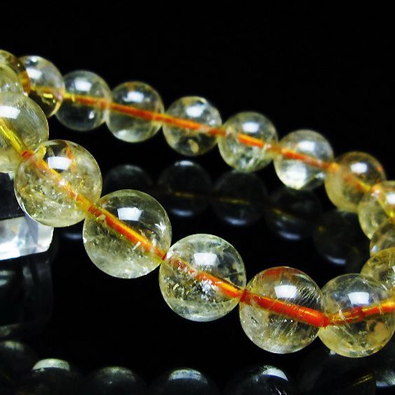 虹入り シトリン ブレスレット 11mm [T366-13358]